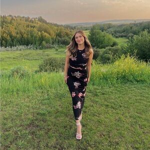 Dynamite Arya Mesh Maxi Skirt Set